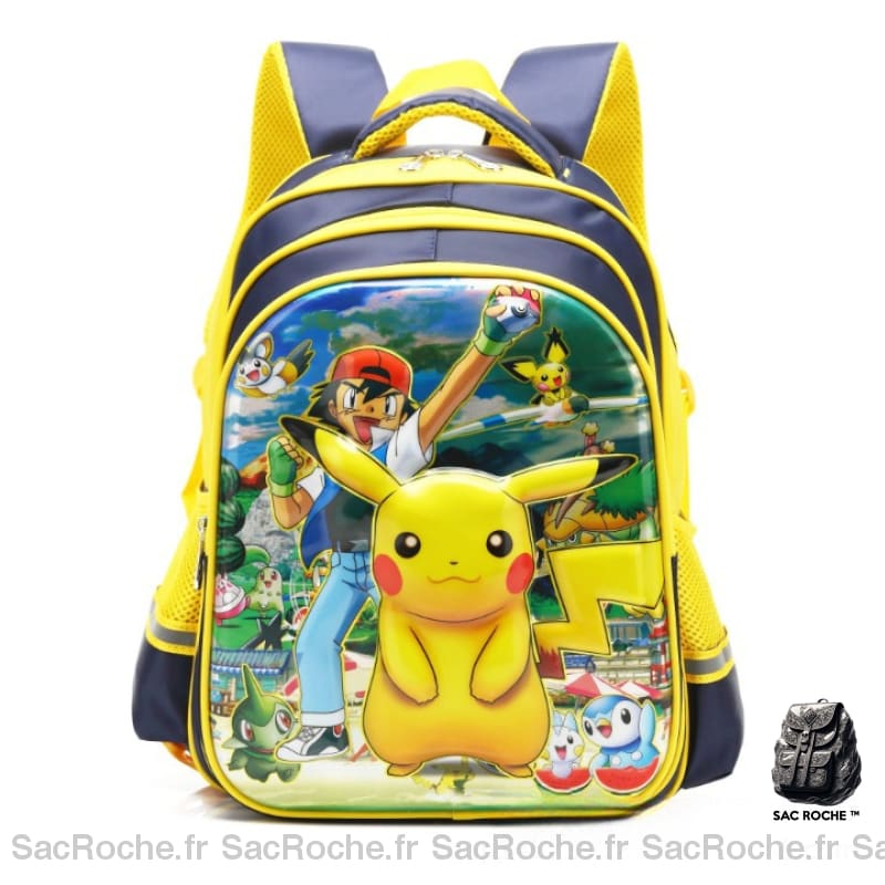 Cartable Pokemon Pikachu pour enfants jaune avec motif devant