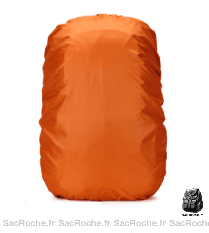 Housse imperméable pour sac à dos de 20 à 80l orange avec un fond blanc