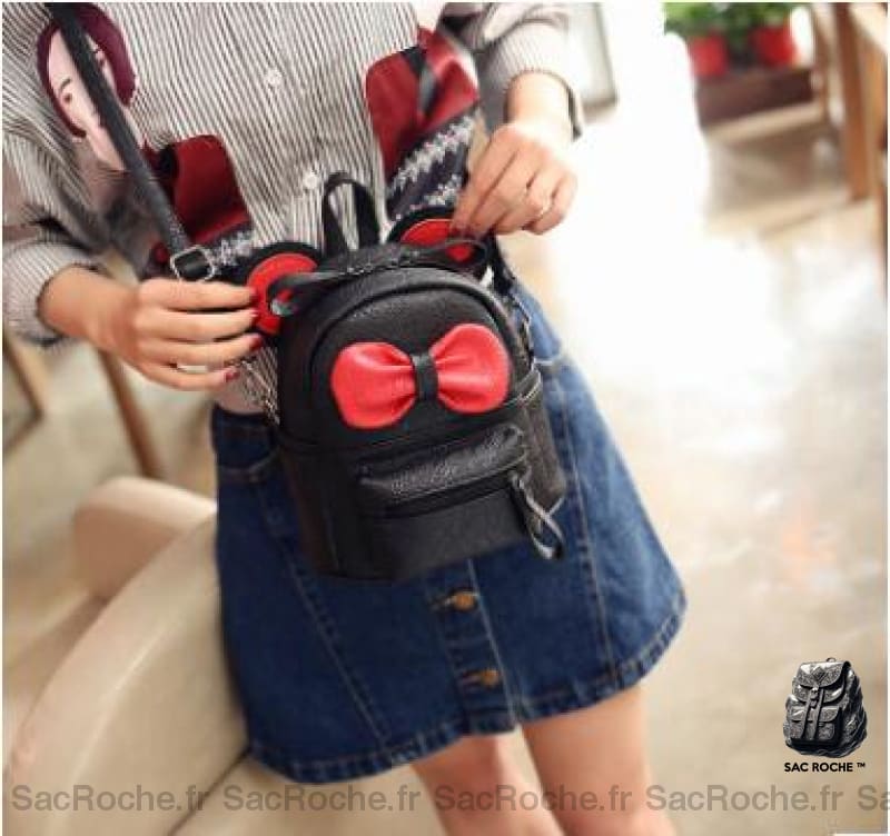 Mini sac à dos avec nœud pour fille - Noir - Sac à main Sac à dos