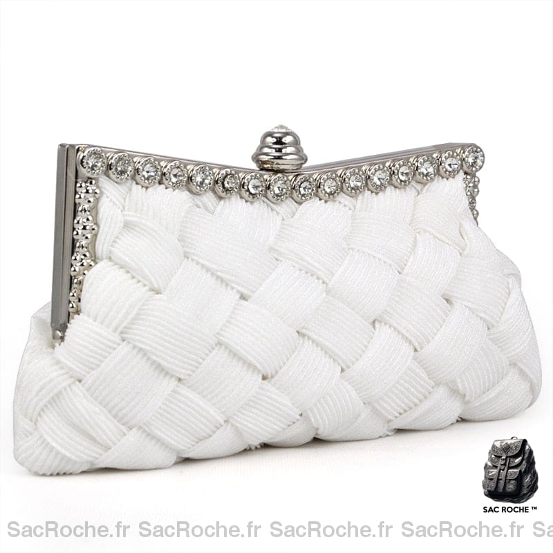 Pochette Soirée Femme Élégante Blanc Pochette Femme