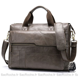 Porte-Documents Cuir Ordinateur 14 - Bandoulière Ajustable Marron Sacoches Ordinateur