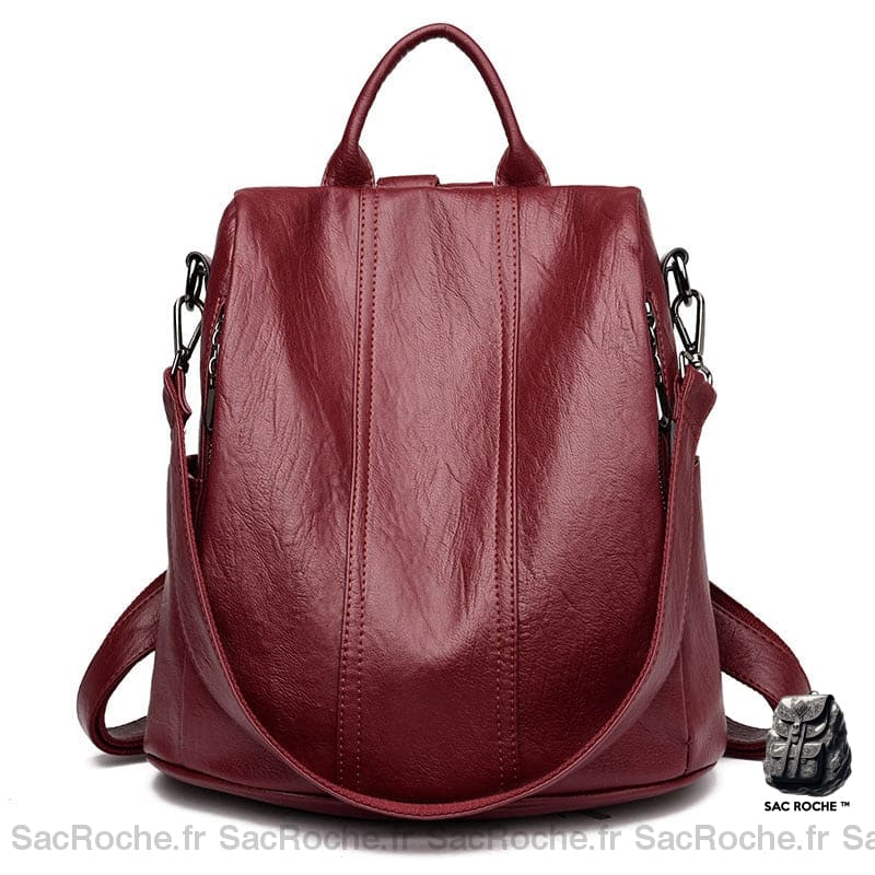 Sac À Dos Bordeaux Cuir Simili Sacs Femme