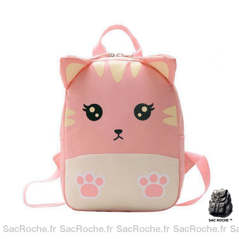 Sac à dos en petit chat rose pour enfants avec regard mignon et oreilles en rose