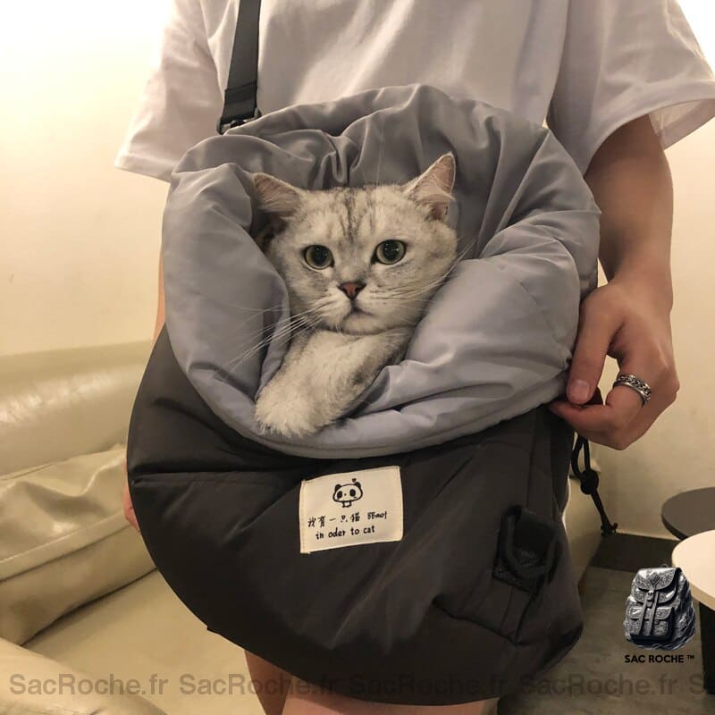 Sac à dos pour chat pour voyage gris et noir confortable