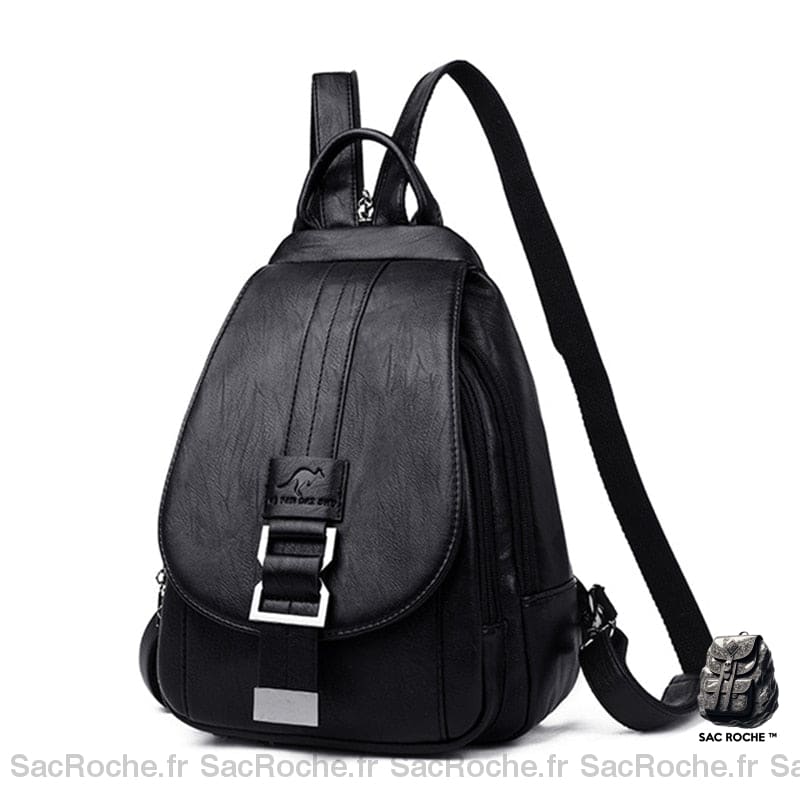 Sac À Dos Citadine Noir Simili Cuir Sacs Femme