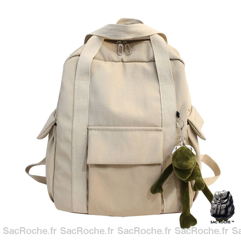 Sac À Dos Collège Blanc Beige Élégant Ado