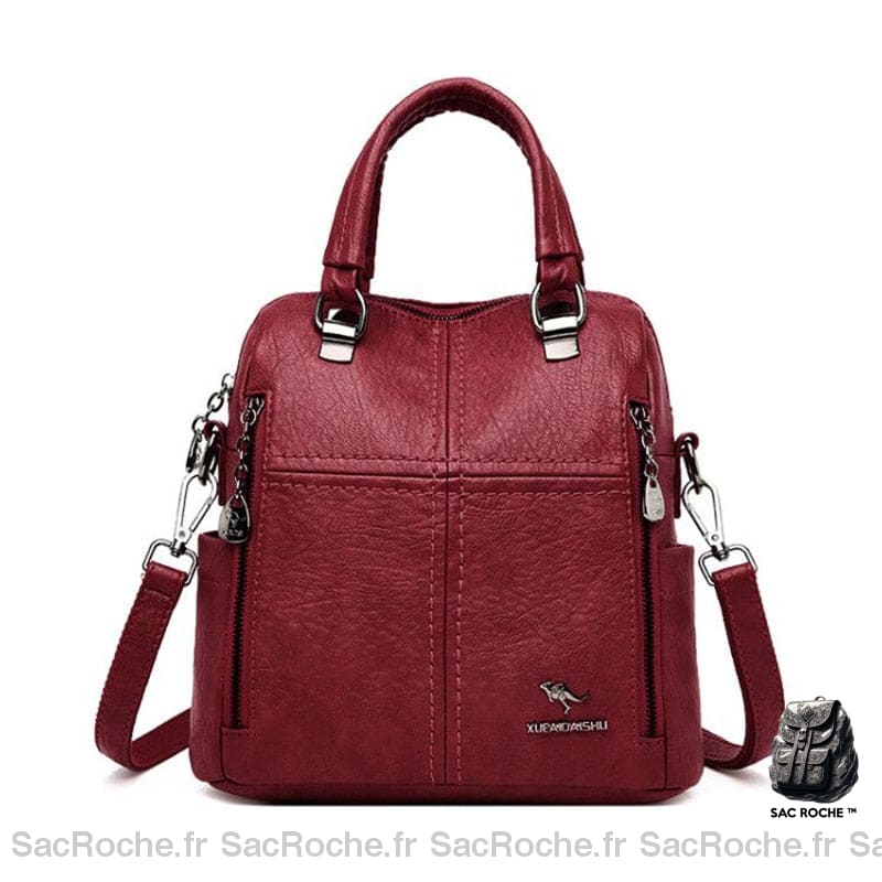 Sac À Dos Cuir Bordeaux Figue Femme