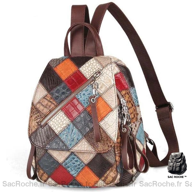 Sac À Dos Cuir Femme Patchwork Fait Main Sac A Dos Femme