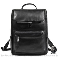 Sac À Dos Cuir Noir Homme - Ouverture Haut Dos En Cuir