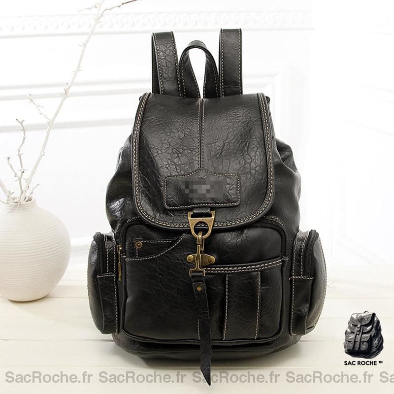 Sac À Dos Cuir Pu Noir Multicomp. Femme