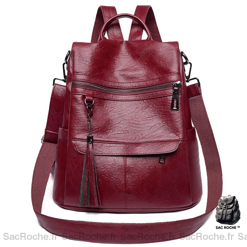 Sac À Dos Cuir Rouge Femme