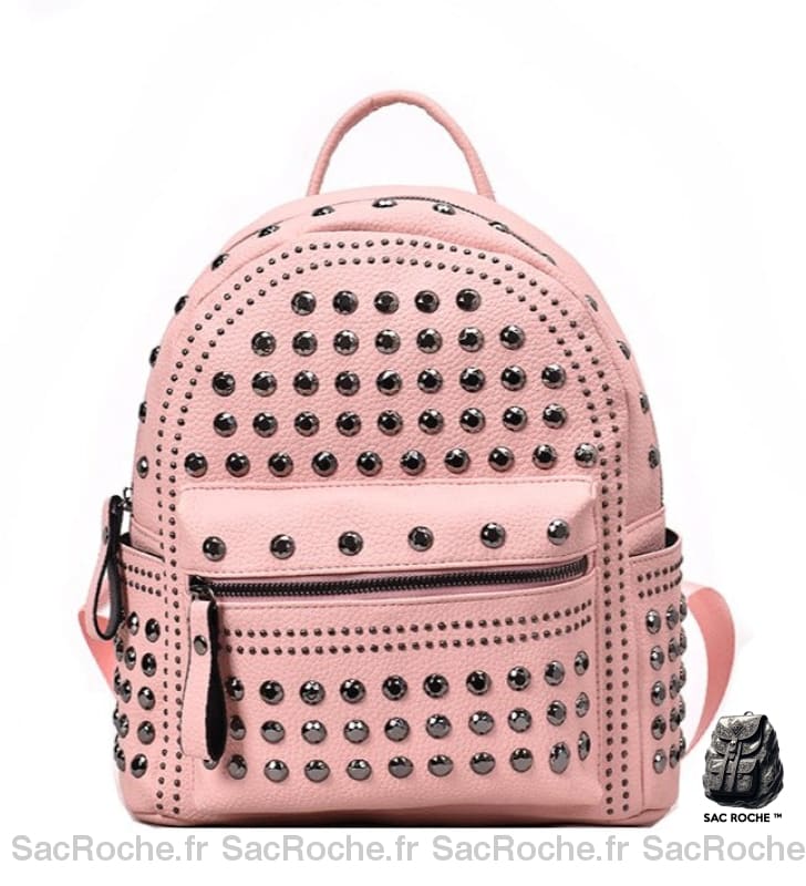 Sac À Dos Femme Clous Rose / Petit L 15Cm-H 23Ccm-L 23Cm