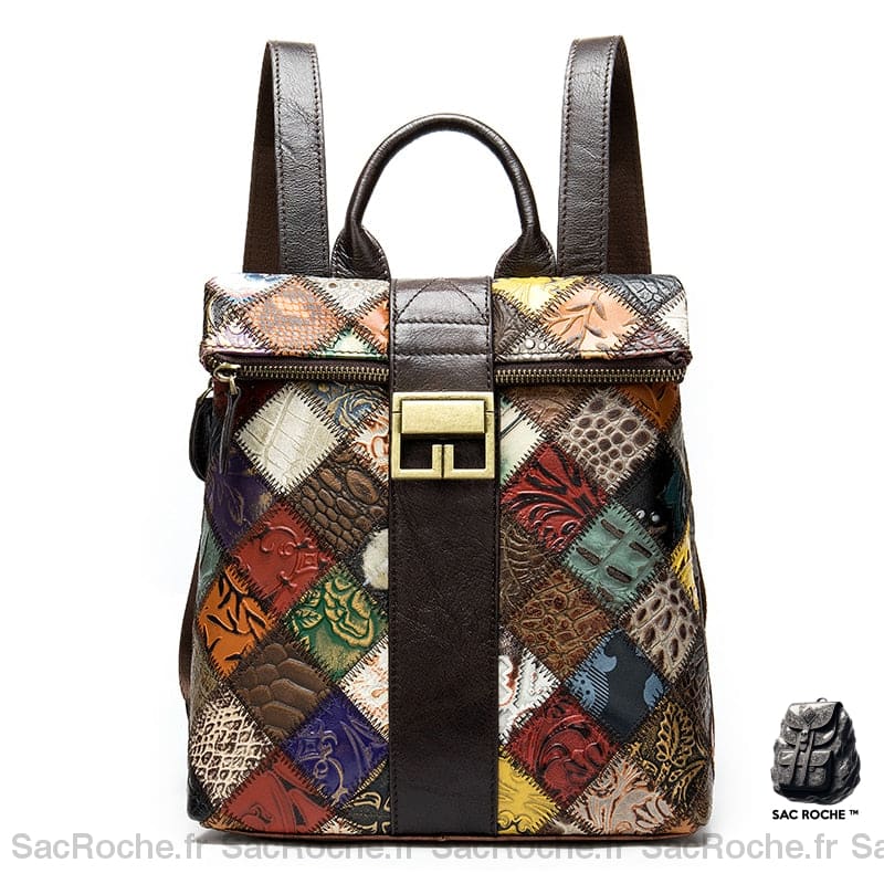 Sac À Dos Femme Cuir Patchwork Multicolore Sac A Dos Femme