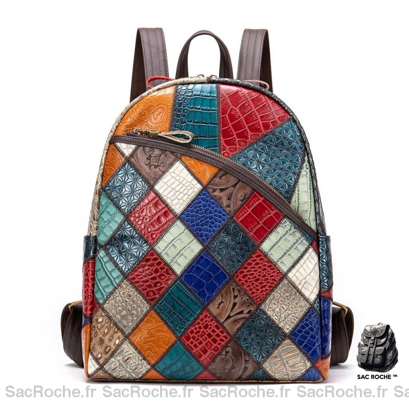 Sac À Dos Femme Cuir Patchwork Véritable Sac A Dos Femme