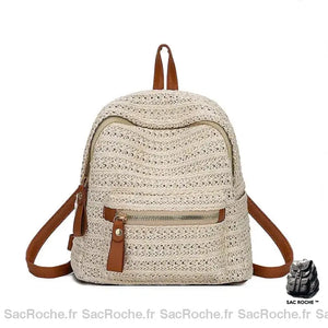 Sac À Dos Femme Plage Paille Beige Sac De