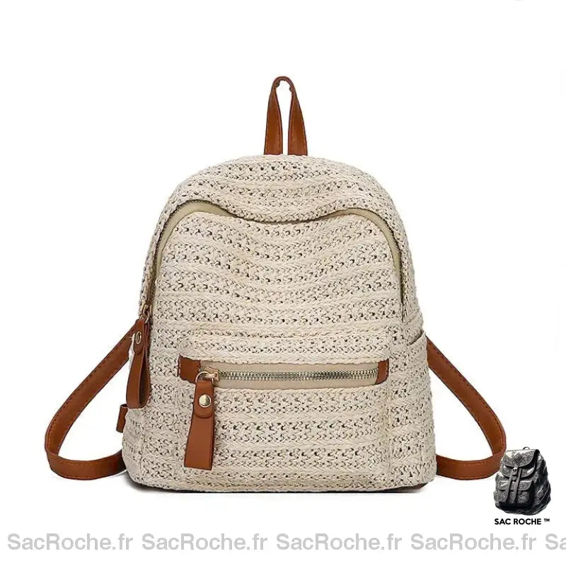 Sac À Dos Femme Plage Paille Beige Sac De