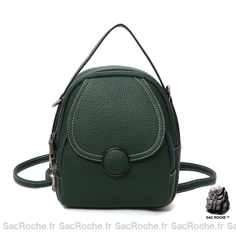 Sac À Dos Femme Vert Simili Cuir Petites Dimensions