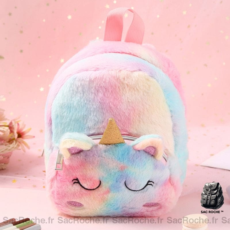 Sac à dos licorne en peluche pour enfants coloré