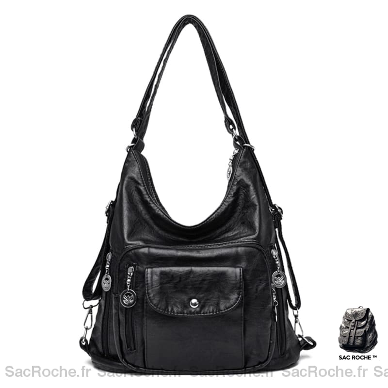 Sac À Dos Noir En Simili Cuir Urbain Femme