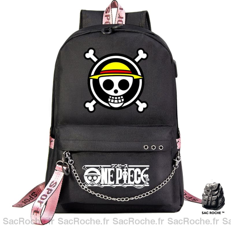 Sac à dos One piece tête de mort noir avec poche devant