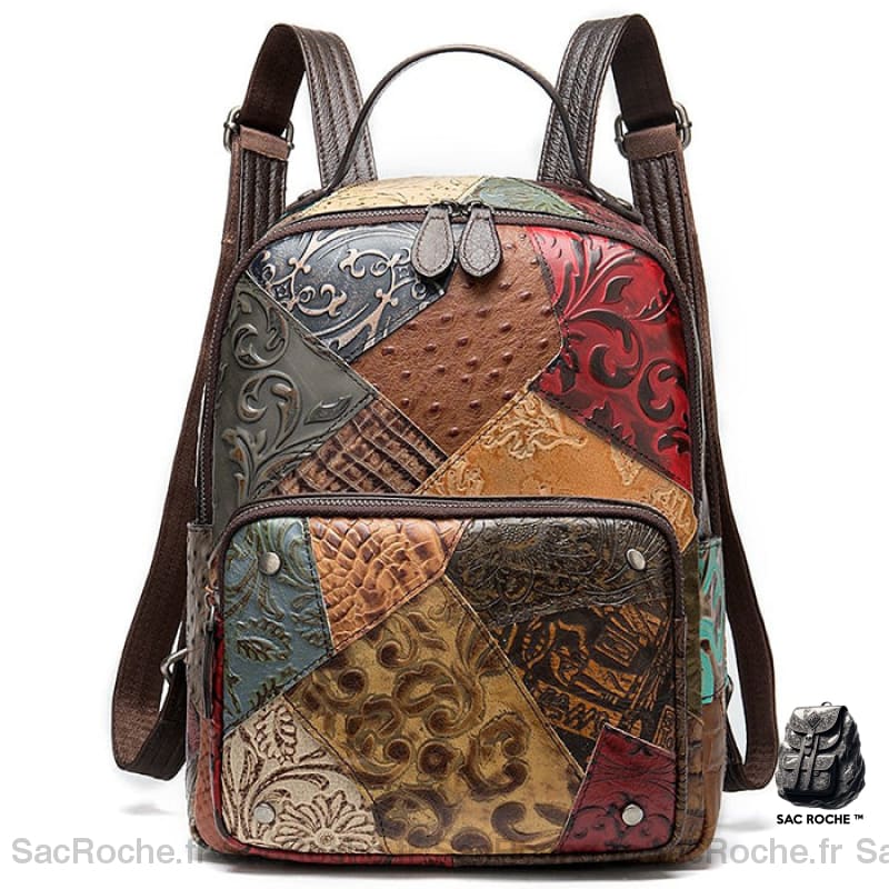 Sac À Dos Patchwork Cuir Femme Original Sac A Dos Femme