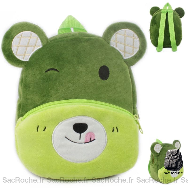 Sac À Dos Peluche Nounours Vert Enfant