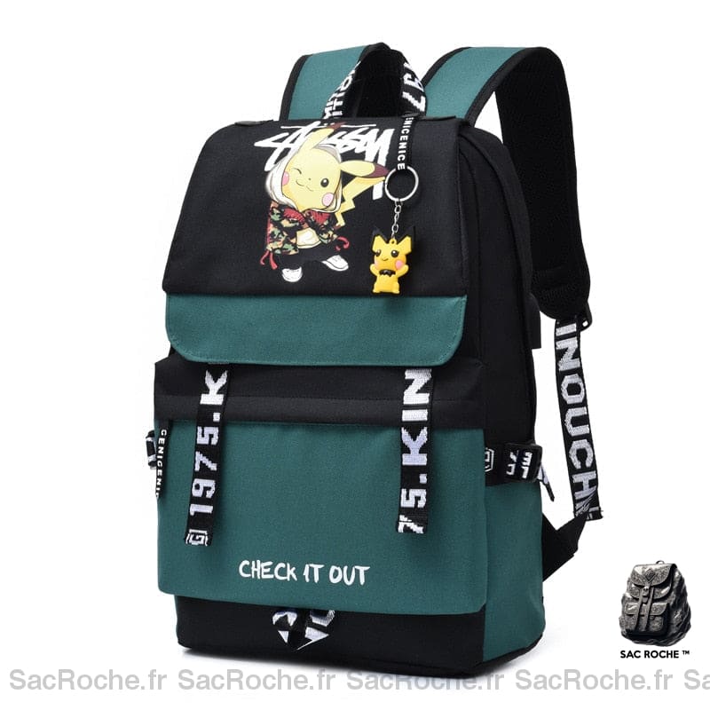 Sac À Dos Pikachu Vert Noir Enfant