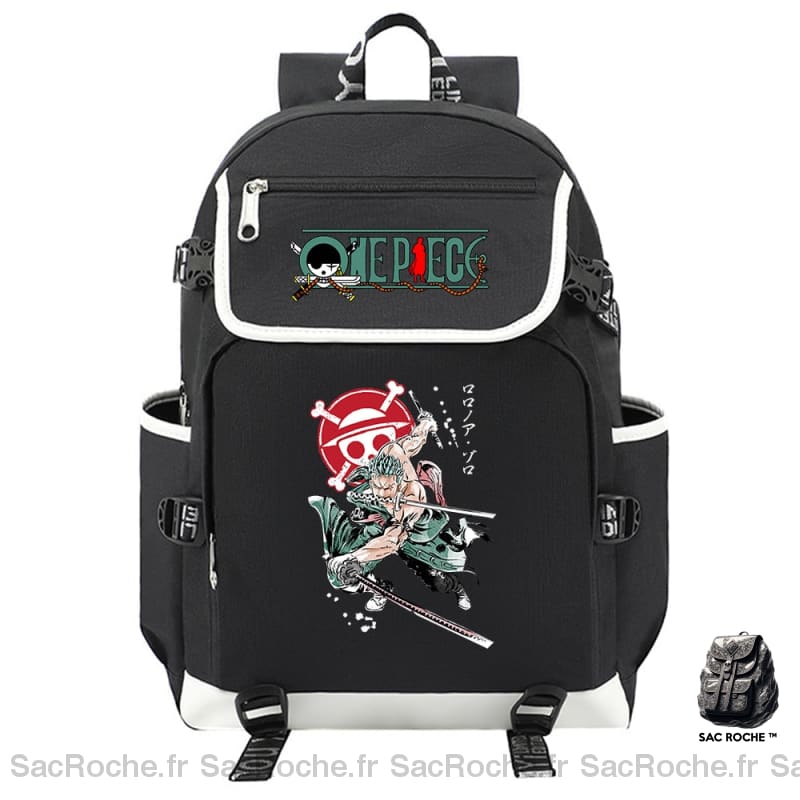 Sac à dos Roronoa Zoro One Piece noir avec motifs devant