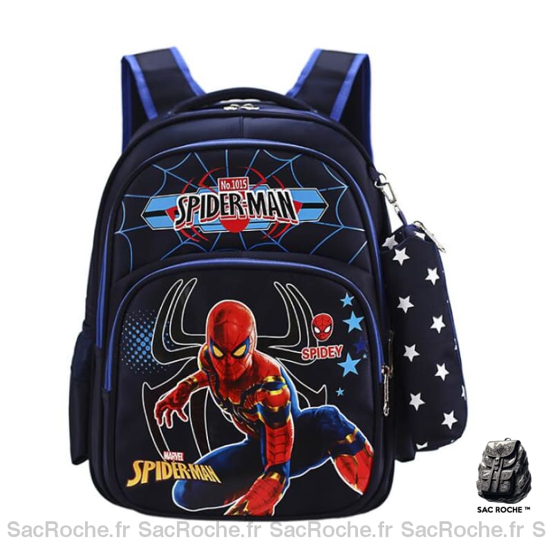 Sac à dos Spiderman avec trousse bleu avec un fond blanc