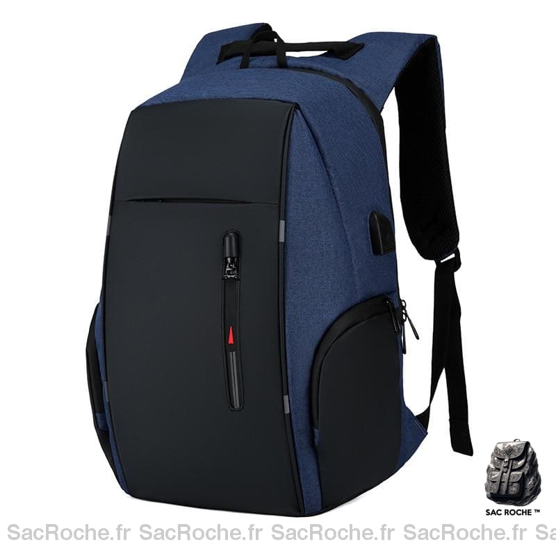 Sac à dos décontracté avec chargeur USB - Bleu - Sac à dos scolaire Sac à dos pour ordinateur portable