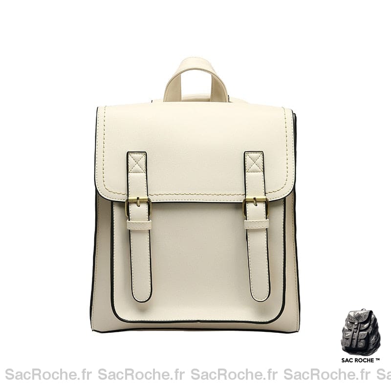 Sac À Dos Vintage Blanc Pu Femme