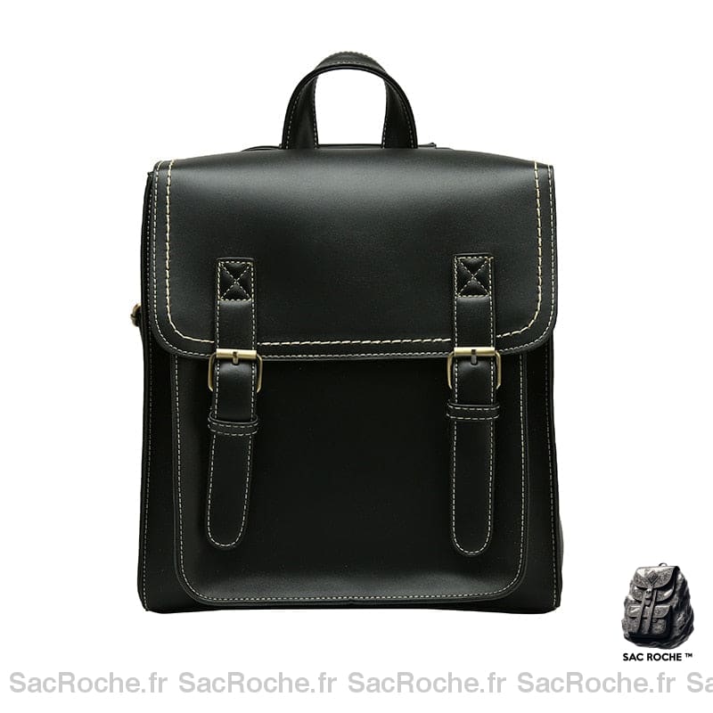 Sac À Dos Vintage Cuir Noir Femme