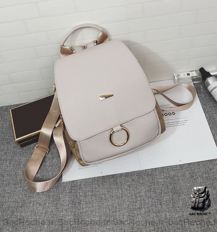 Sac à dos en similicuir vintage - Blanc - Sac à main Sac à dos