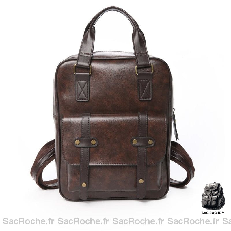 Sac À Dos Vintage Étudiant Marron Homme