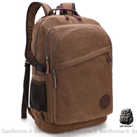 Sac À Dos Vintage Toile 3 Compartiments Homme Marron Sac Dos Vintage