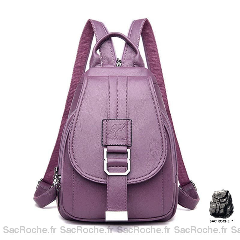 Sac À Dos Violet En Simili Cuir Femme