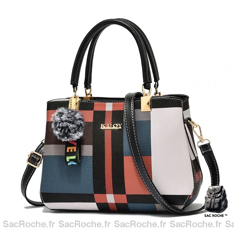 Sac À Main Multicolore Compact Noir Main Femme