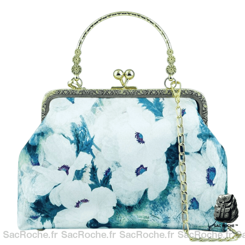 Sac Bandoulière Fleur Bleu Femme Modèle 3