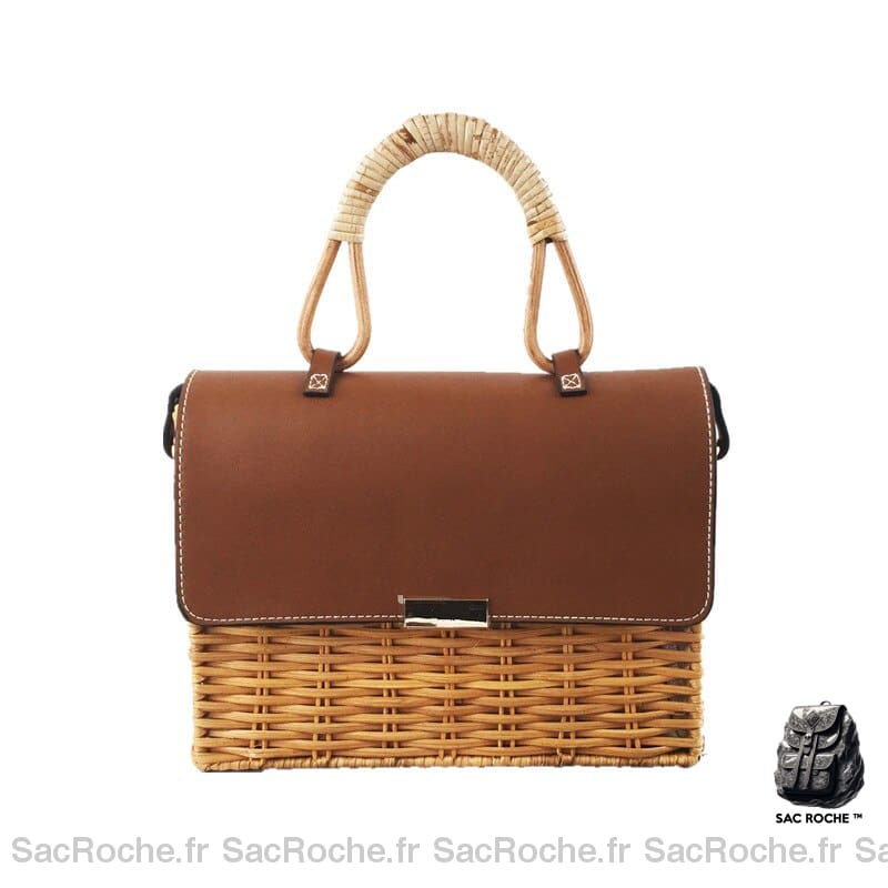 Sac Bandoulière Rotin Petite Taille Marron Sac À Main Femme