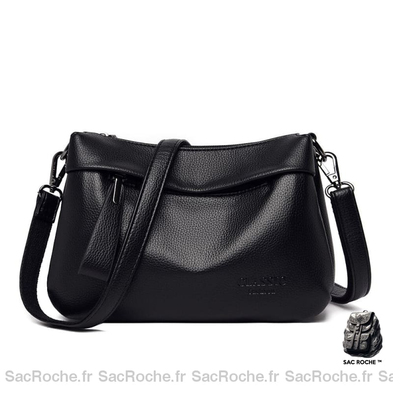 Sac Bandoulière Simili Cuir Chic Noir Sac À Main Femme