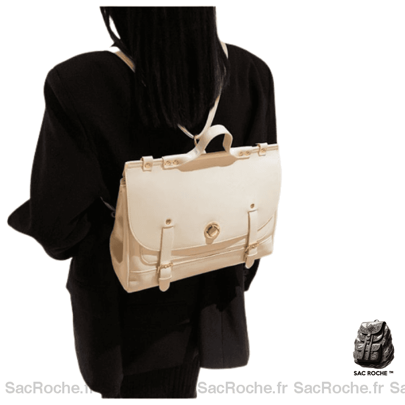 Sac Besace Femme Cartable Blanc / 30X24X11Cm