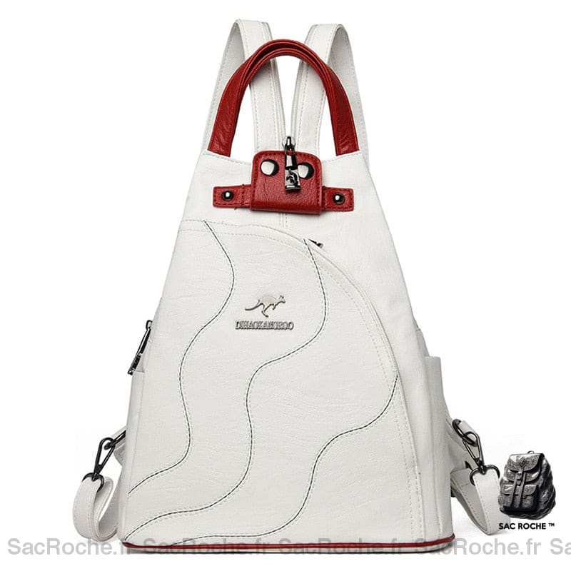 Sac Dos Femme Cuir Pu Blanc À