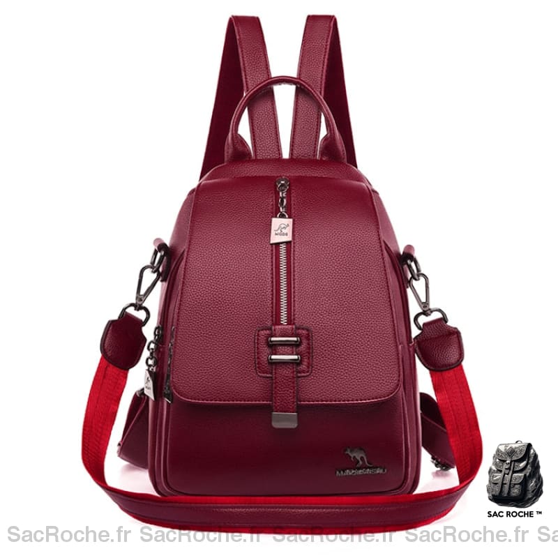 Sac Dos Simili Cuir Rouge À Femme