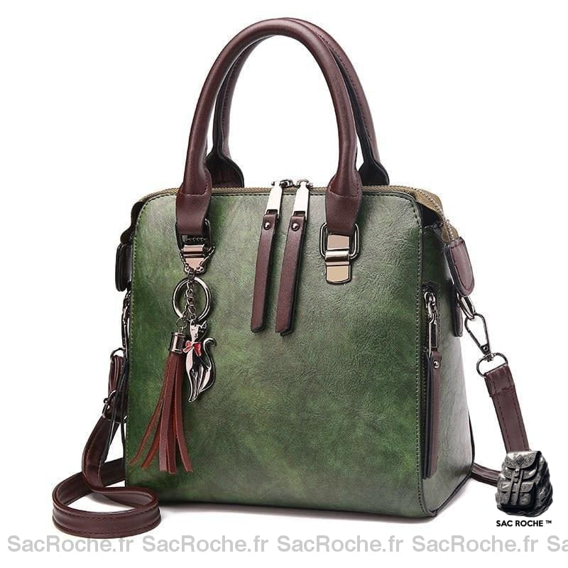 Sac Main Carré Vintage Petit Vert À Femme