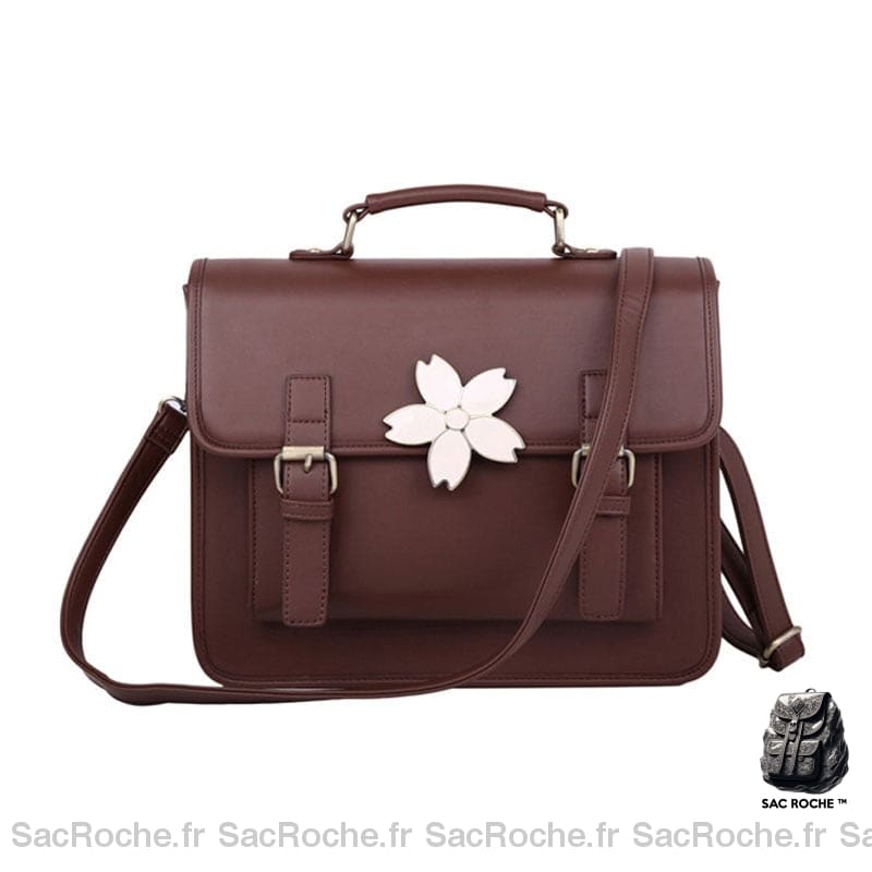 Sac Main Cartable Marron Femme À