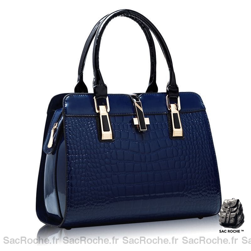 Sac Main Cuir Polyester Petit Bleu Navy À Main Femme