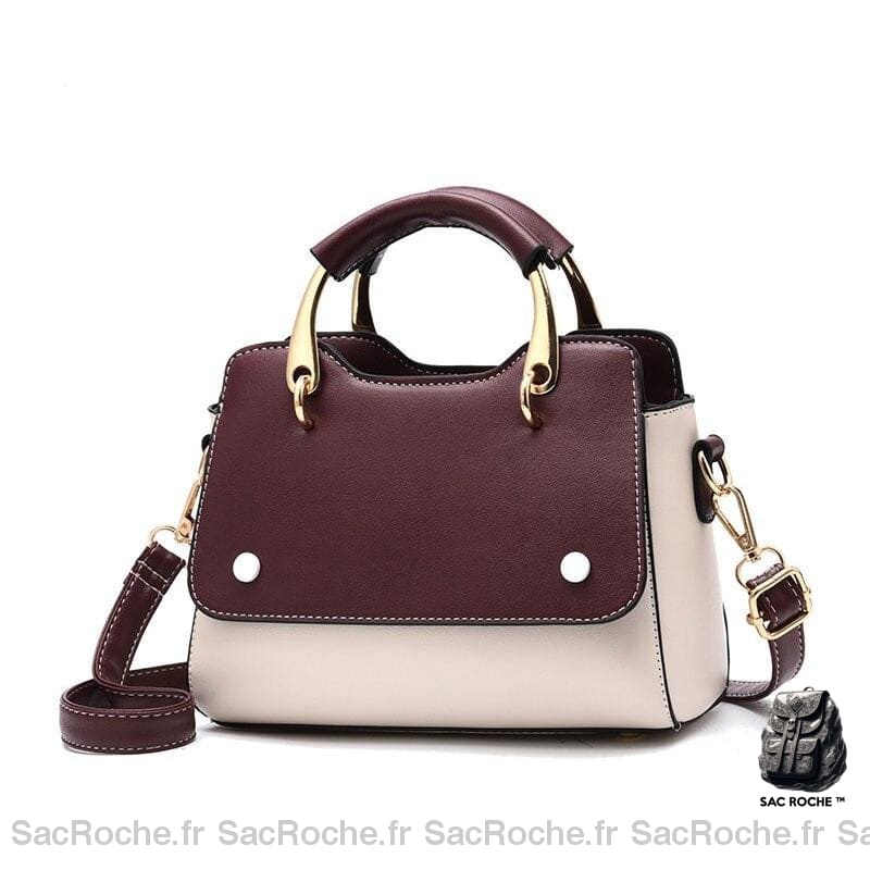 Sac Main Cuir Tendance Petit Marron - Blanc À Main Femme