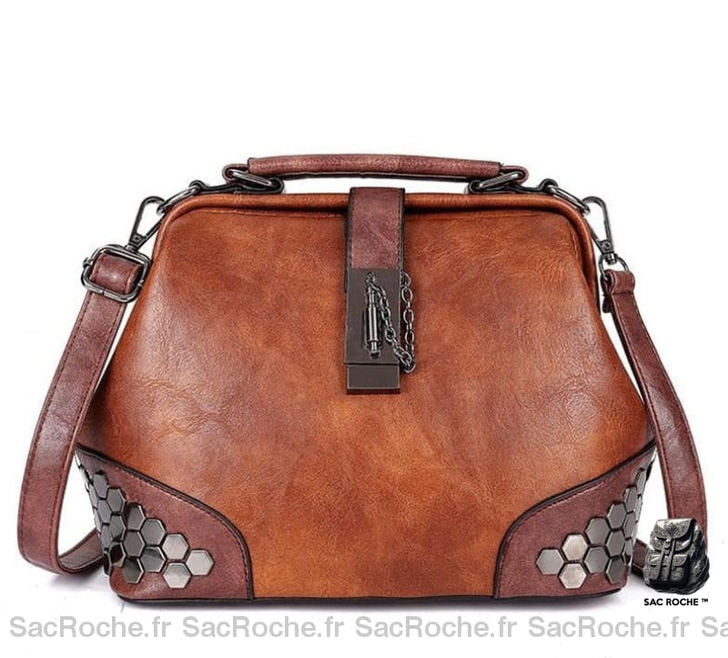 Sac Main Cuir Vintage Petite Taille Marron À Main Femme