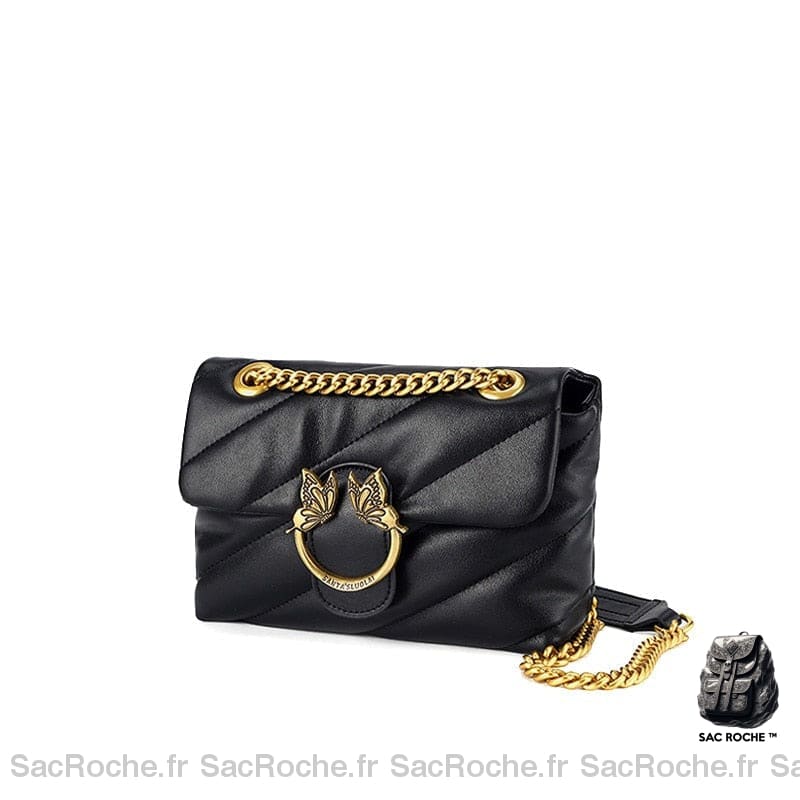 Sac Main Femme Matelassé Noir À