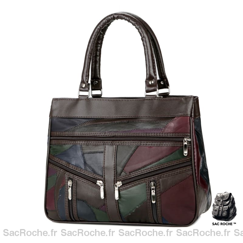 Sac Main Mouton Véritable Patchwork De Couleur À Main Femme